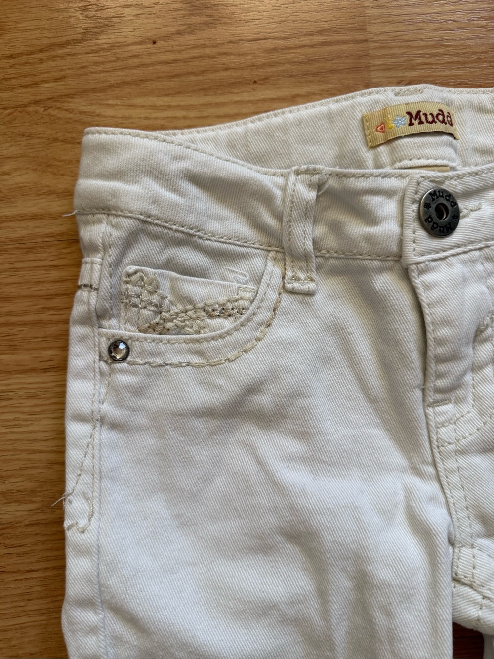 Vintage Mudd Girls White Denim Capri Jeans Size 7 Y2K Kidcore Comfort Stretch